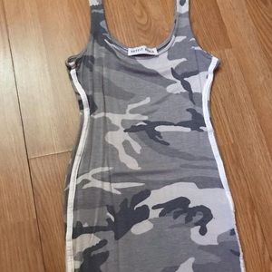 Camo mini dress goes over the knee